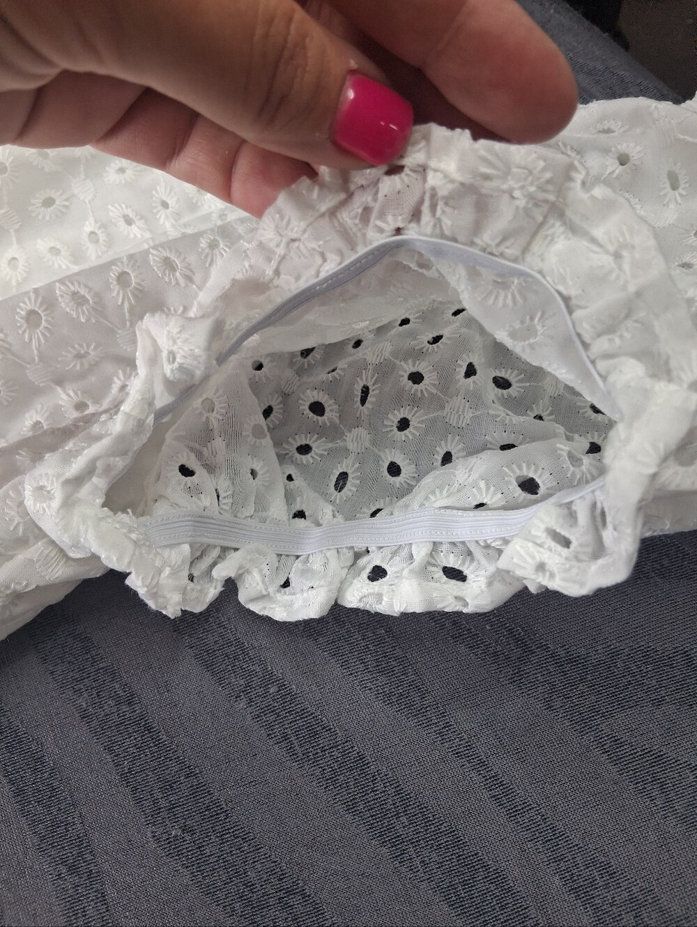 Girls White Eyelet Button-Front Dress - Picture 11 of 11